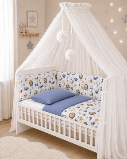 Bed border blue lions, bed linen