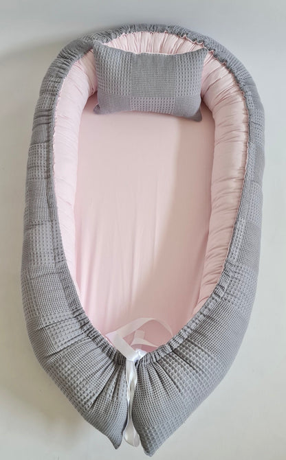 Babynestchen grau hellrosa