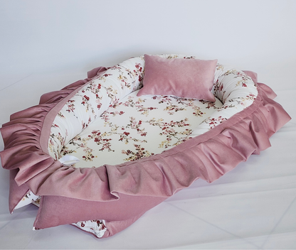 Velvet Baby Nest Old Pink Flowers
