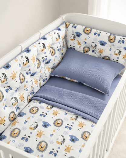 Bed border blue lions, bed linen