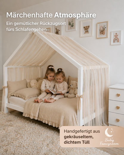 Gekräuselter Hausbett - Himmel beige