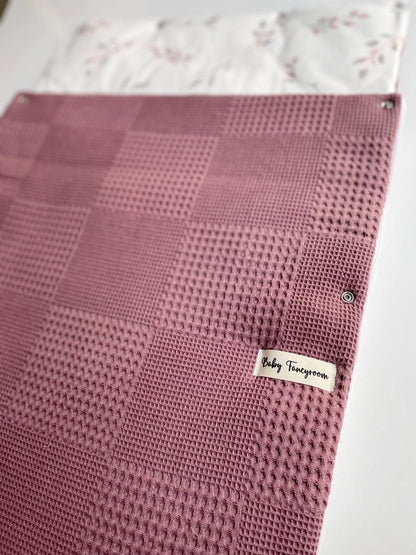 2in1 Einschlagdecke für Babyschale / Baby Schlafsack dunkel altrosa Weidenkätzchen