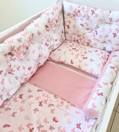 Bed border pink butterflies, bed linen
