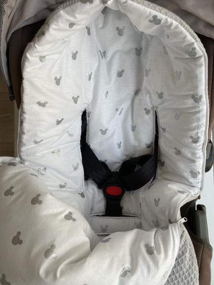 2in1 Einschlagdecke für Babyschale / Baby Schlafsack graue Mäuse