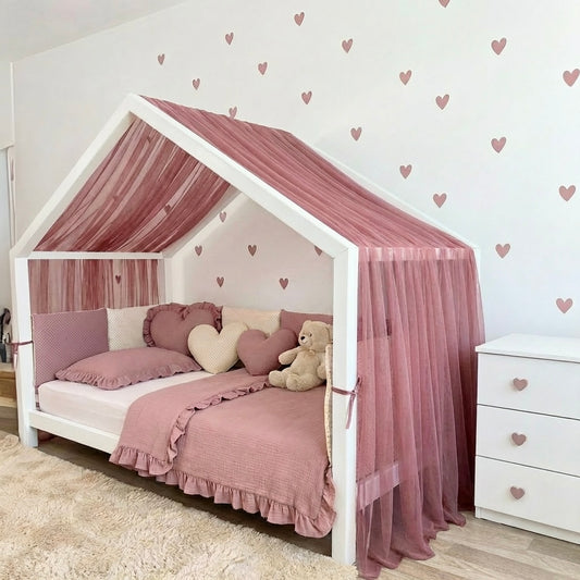 Gekräuselter Hausbett - Himmel altrosa