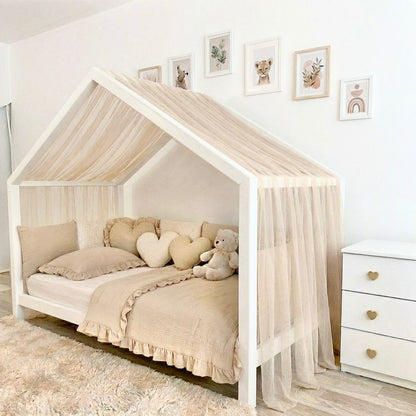 Gekräuselter Hausbett - Himmel beige