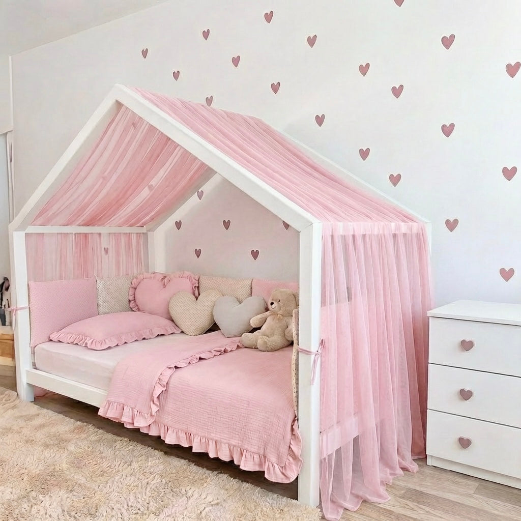 Gekräuselter Hausbett - Himmel rosa
