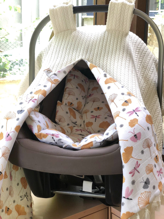 Babyschalen Set 2-lagig, orange Blüten
