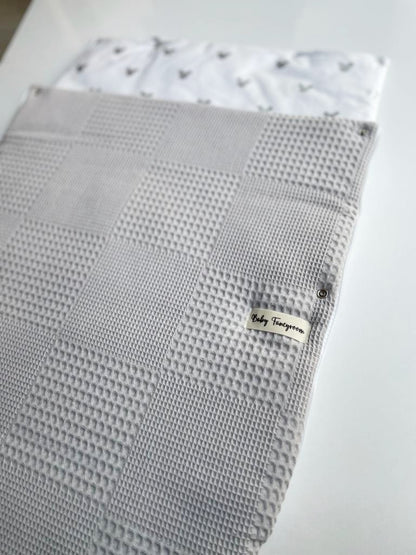 2in1 Einschlagdecke für Babyschale / Baby Schlafsack graue Mäuse