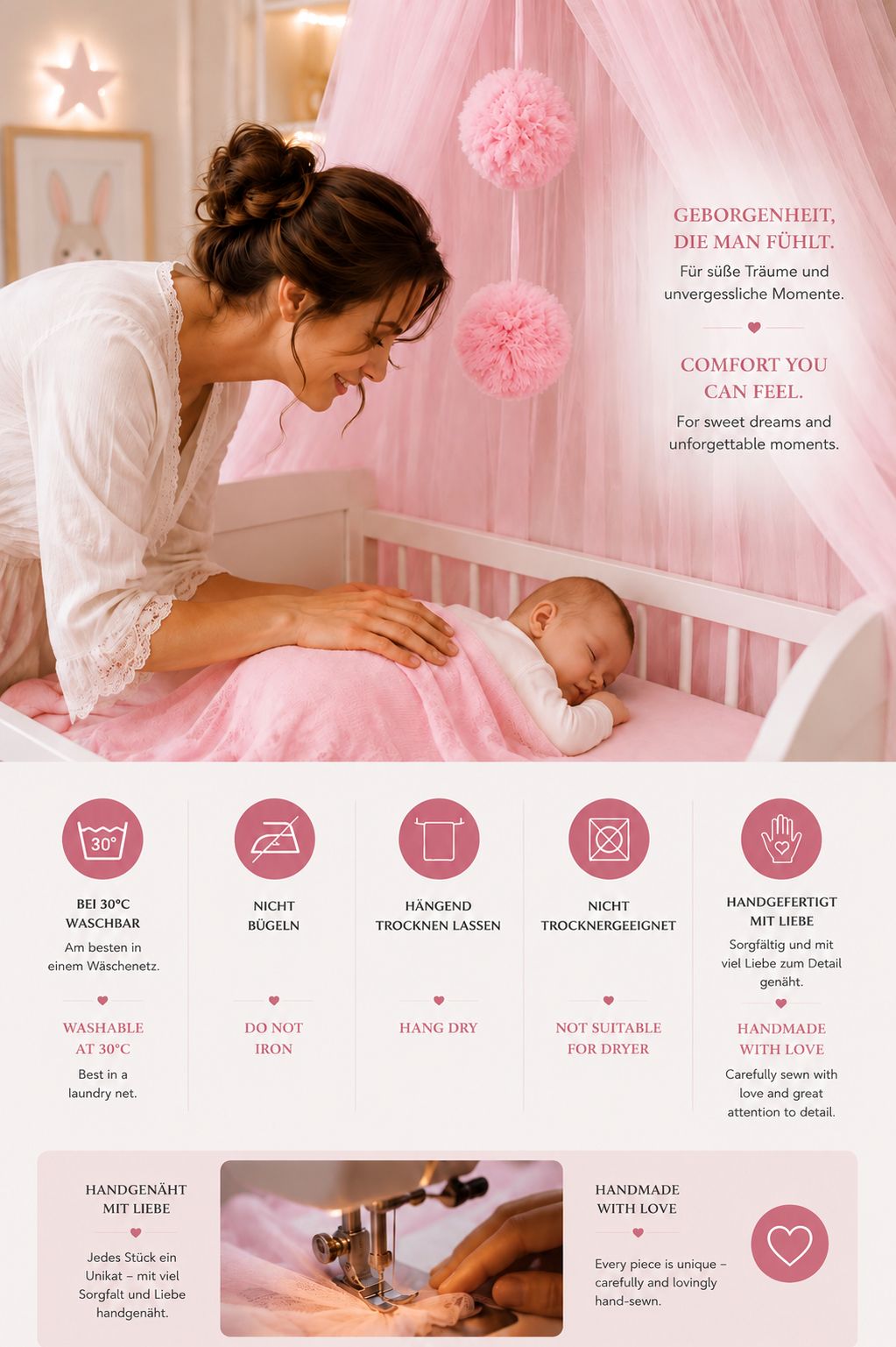 Premium Betthimmel rosa