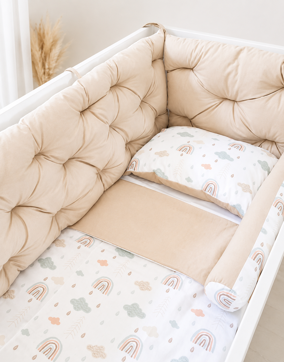 Bettumrandung beige Regenbogen, Bettwäsche