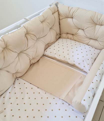 Bed border light beige golden dots, bed linen