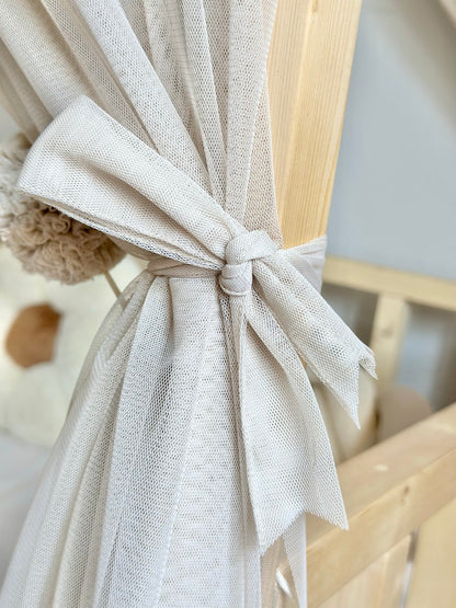 Gekräuselter Hausbett - Himmel beige