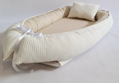 2-piece set baby nest cream / beige + summer blanket